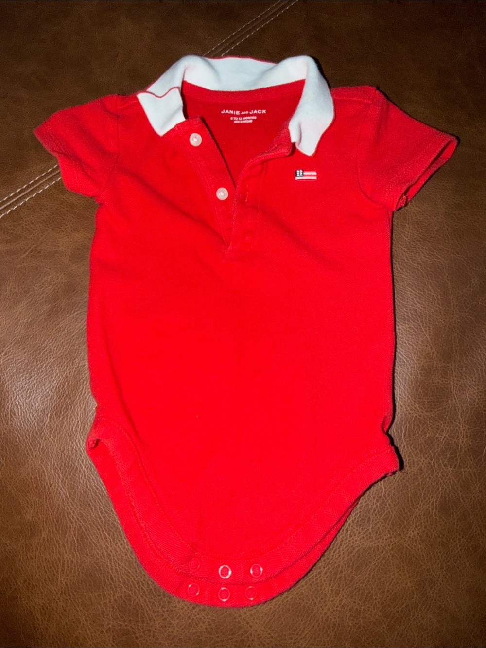Janie and Jack Red Polo Bodysuit with White Collar